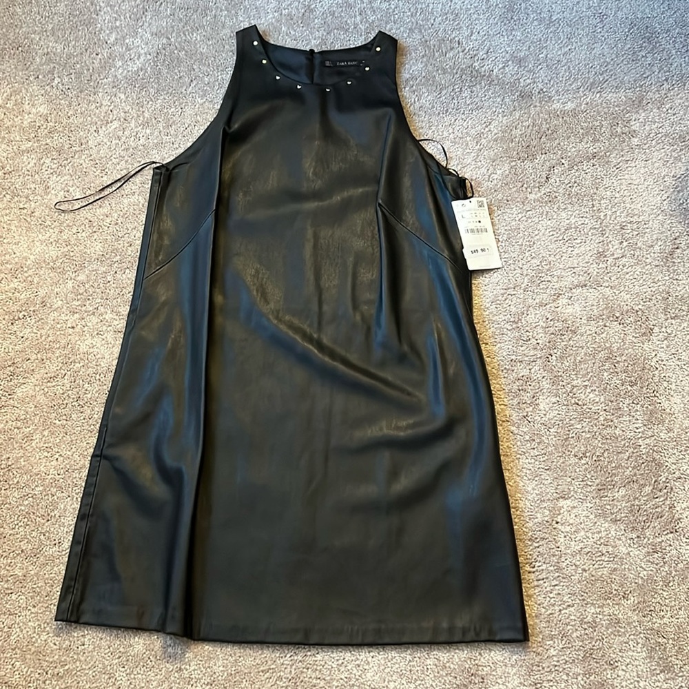 Zara faux leather black dress.